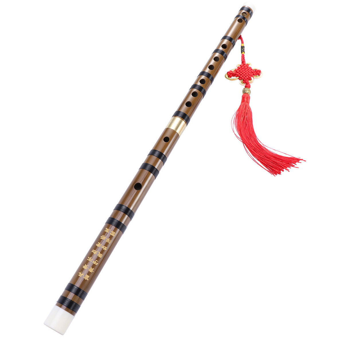 Musical Instrument Fife - Bamboefluit Geel Messing Handgemaakte Traditionele Chinese