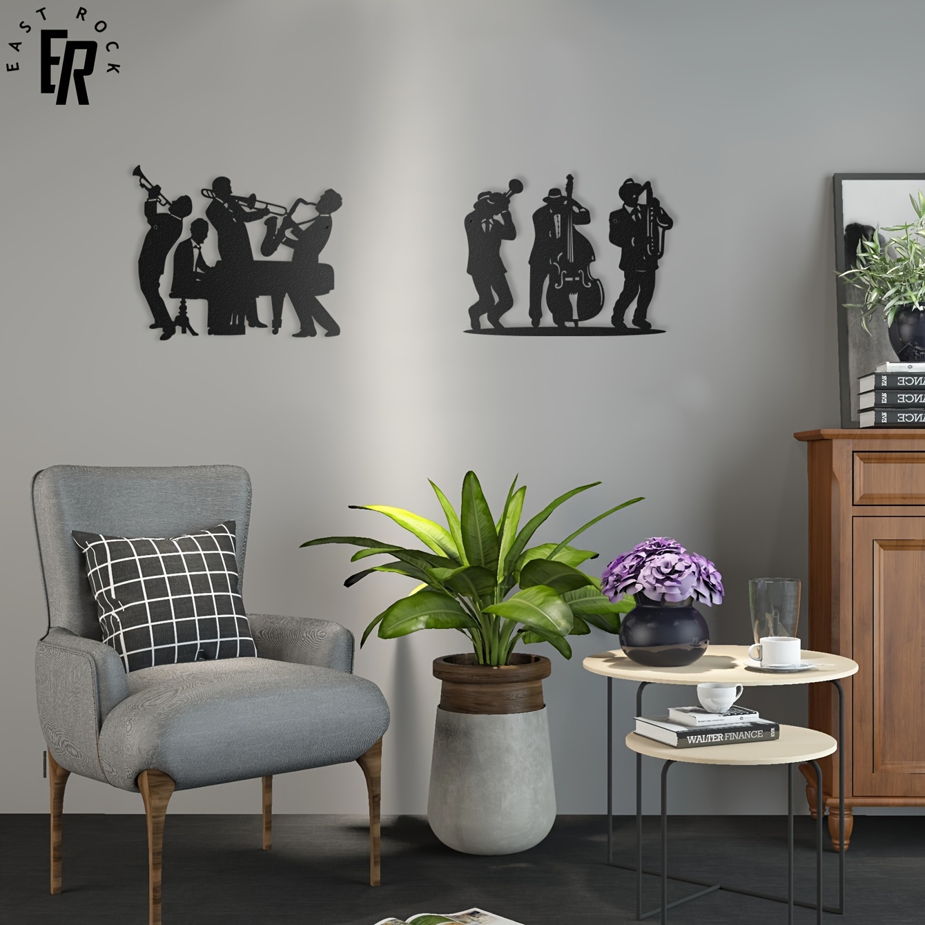 Metaal muzikant silhouet wandd - Musical Instrument Logo recensie en prijs